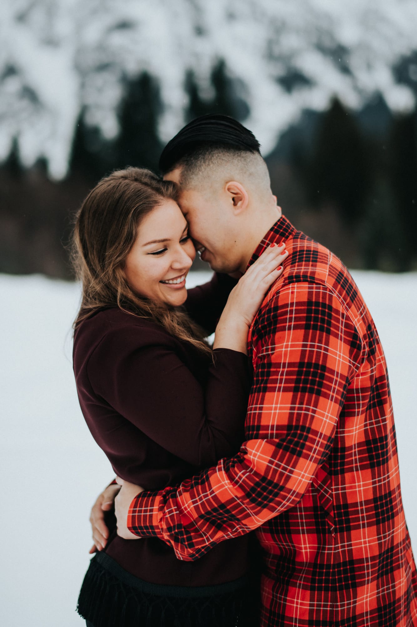 a snowy engagement session in leavenworth washington