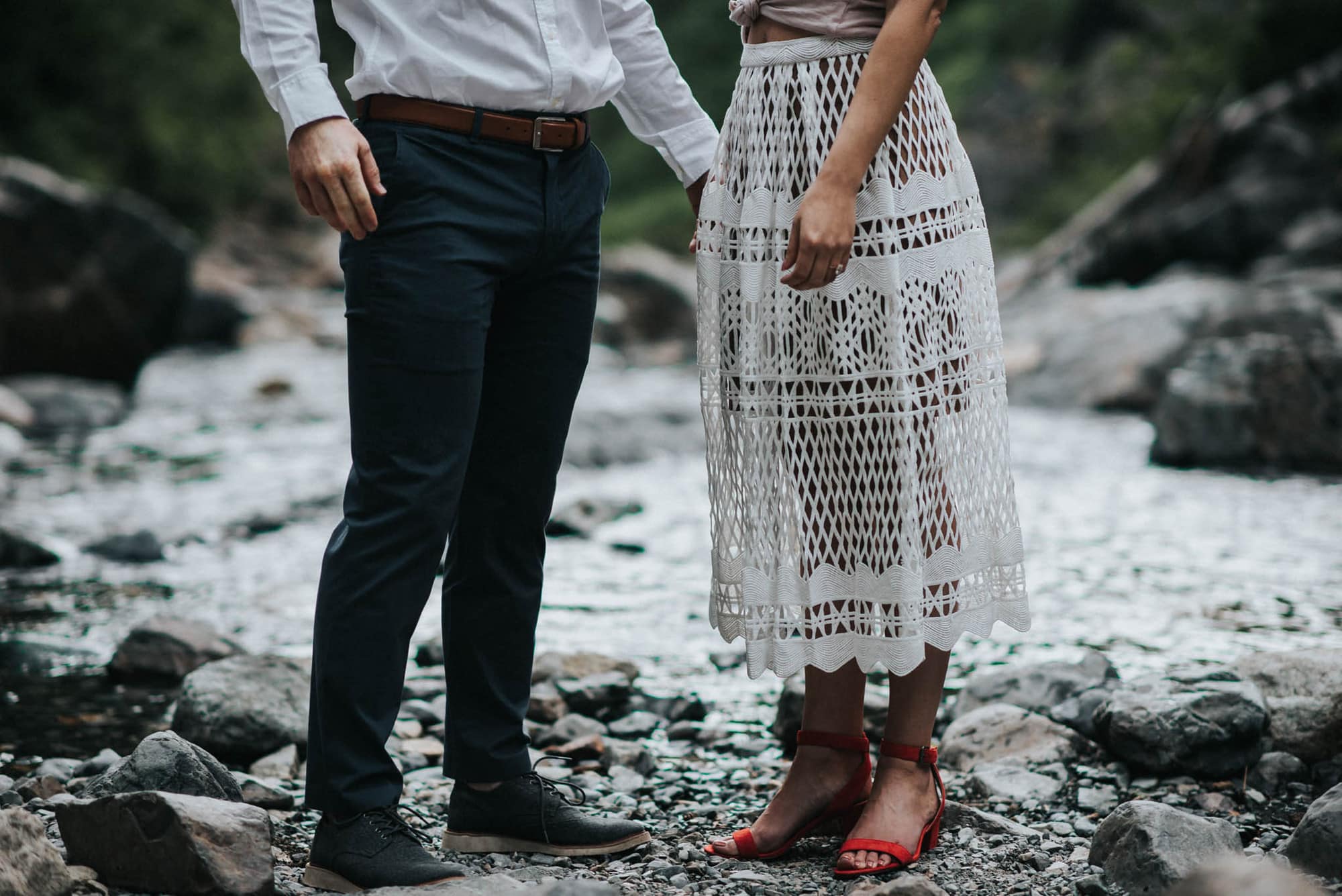 This is a photo of an adventurous couples engagement session at franklin falls in snoqualmie washington
