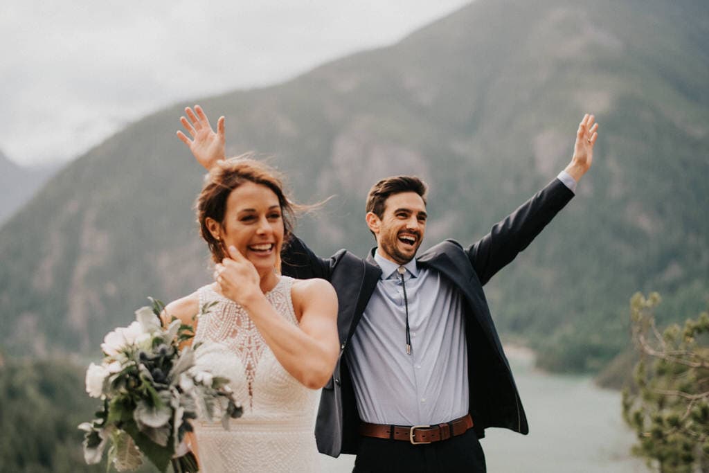 happy groom after north cascades elopement