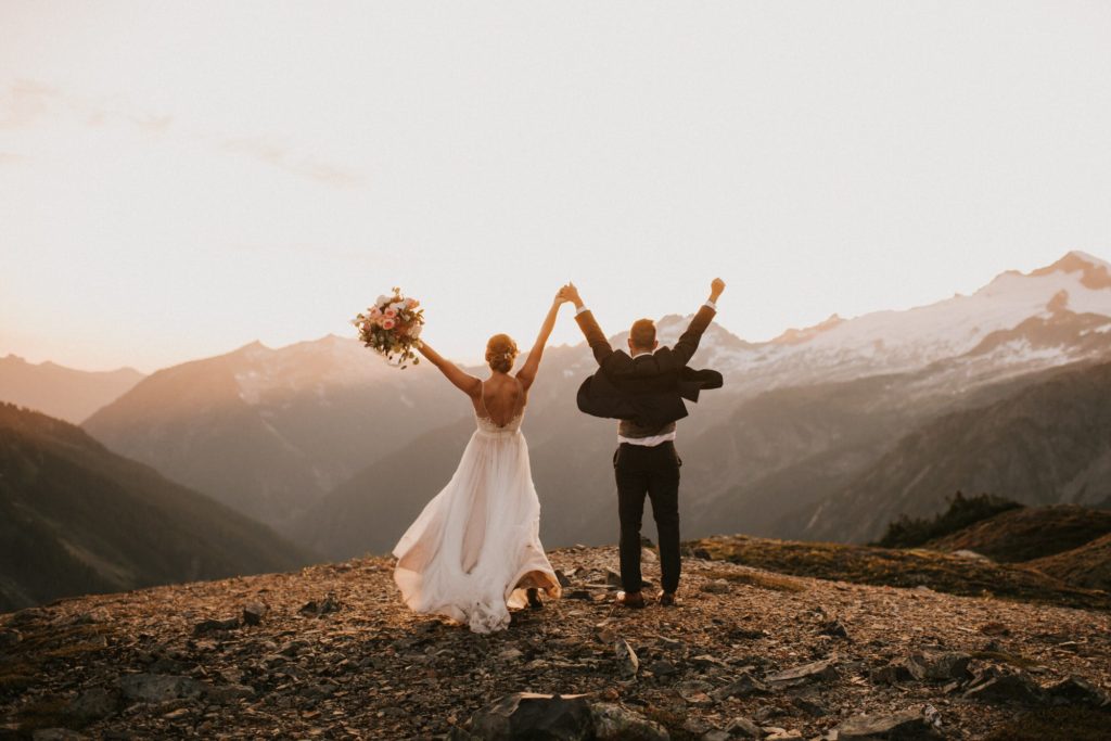 Celebrating after eloping in the north cascades