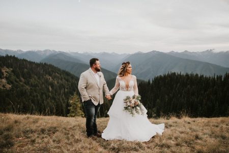 olympic national park elopement photo of bride and groom after getting married